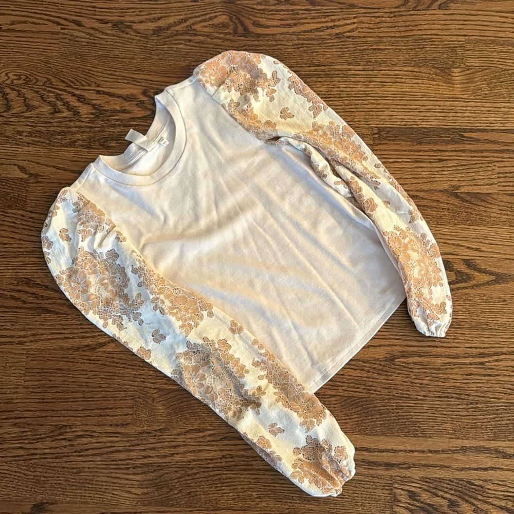 Anthropologie DOLAN Puff-Sleeve Top size small Crème - Picture 4 of 7